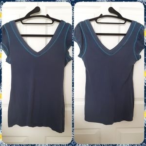 Blue V-Neck Top